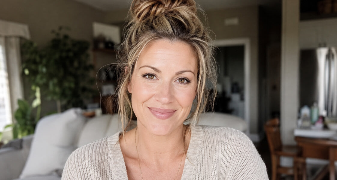 Busy mom looking put-together during her morning routine